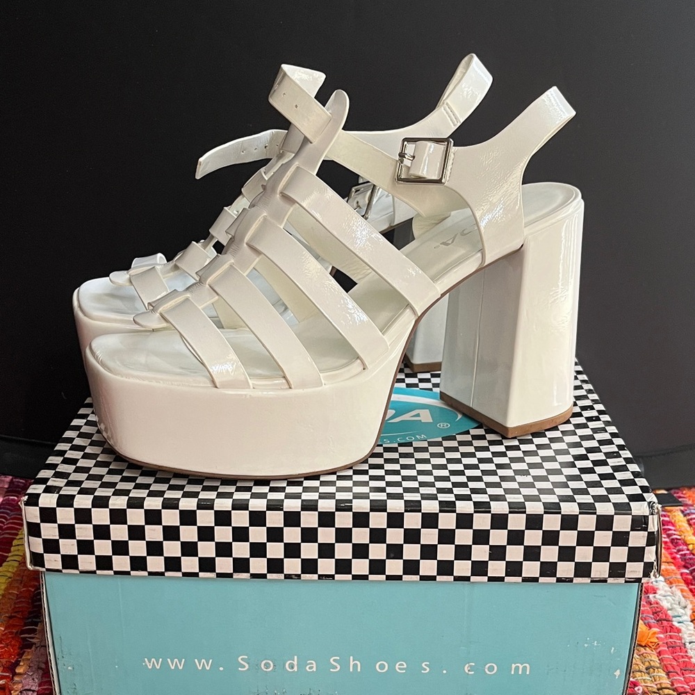 Soda Women's Cream Platform Heels